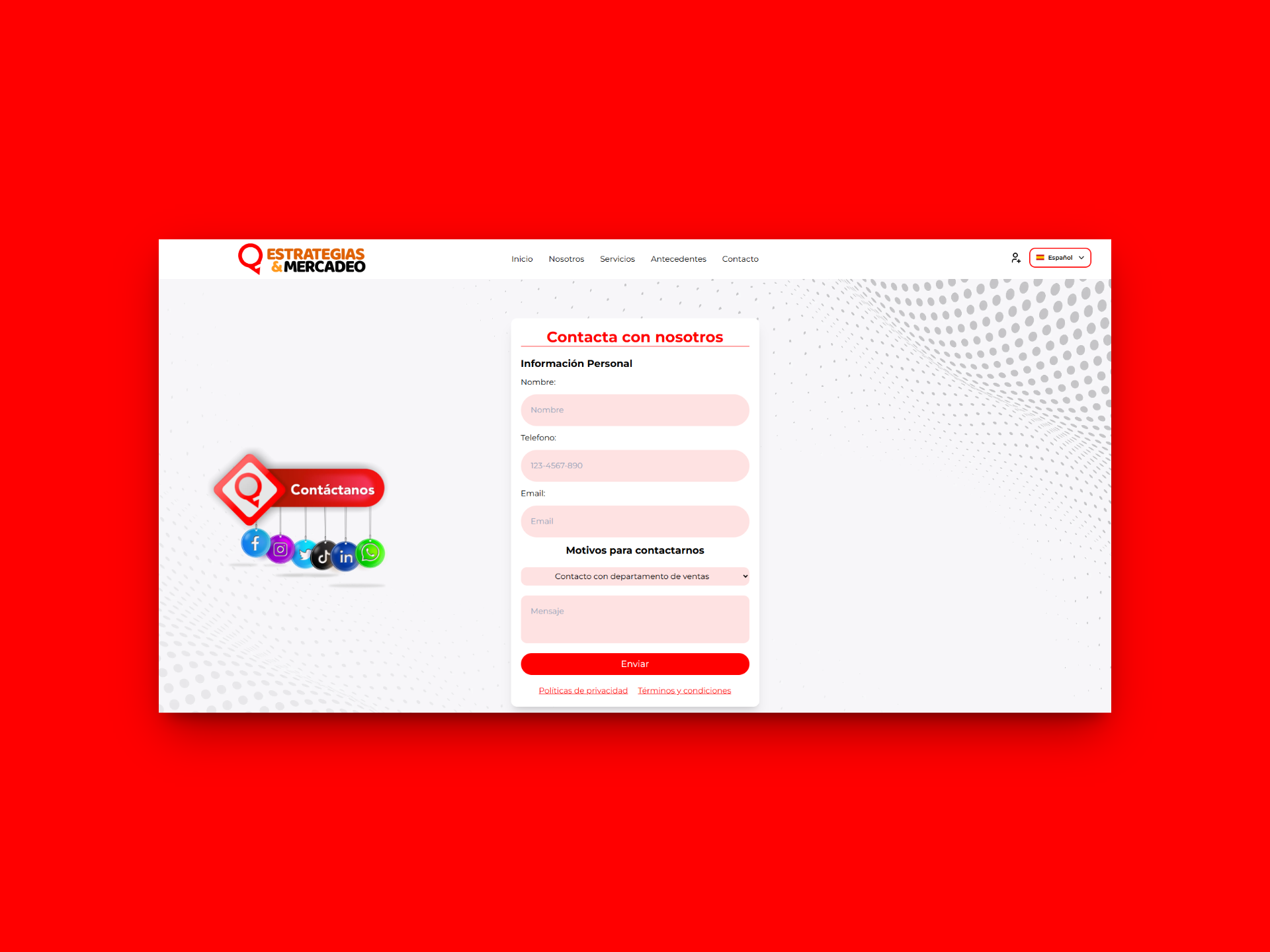 Imagenes sobre el proyecto Landing Page Estrategias & Mercadeo