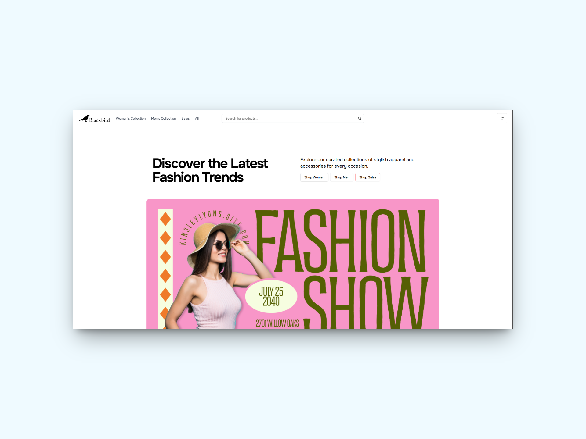 Imagenes sobre el proyecto Blackbird Tienda Retail Web E-commerce para venta de ropa